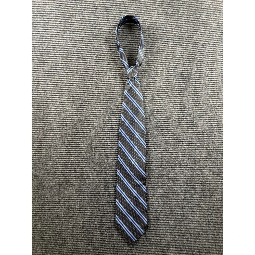 Pavone Vtg 90s Handmade Silk Tie Blue Gray Repp Stripe Art Necktie 4x57‎